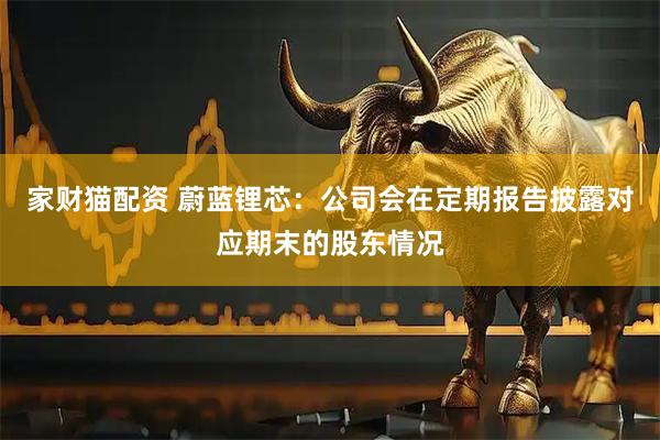 家财猫配资 蔚蓝锂芯：公司会在定期报告披露对应期末的股东情况